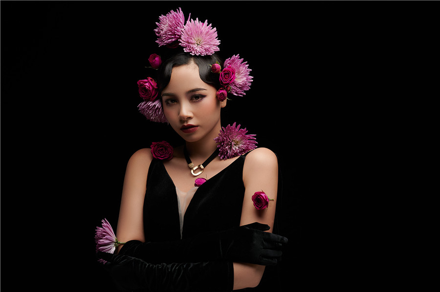 麗竹彩妝作品：復古鮮花新娘造型