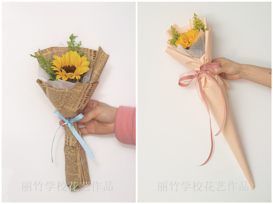小花束的包扎教程，南寧花藝學(xué)校準(zhǔn)備好了