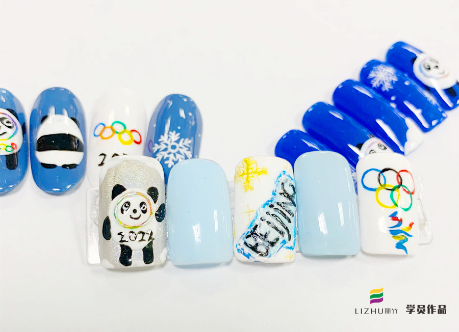 冰墩墩卡通美甲，南寧美甲網紅分享