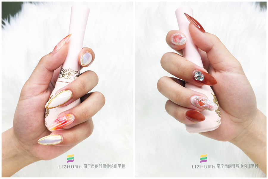 暈染美甲圖片欣賞，零基礎學美甲學員作品