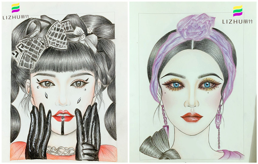美人紙妝圖繪畫，南寧化妝學(xué)校排行前十作品