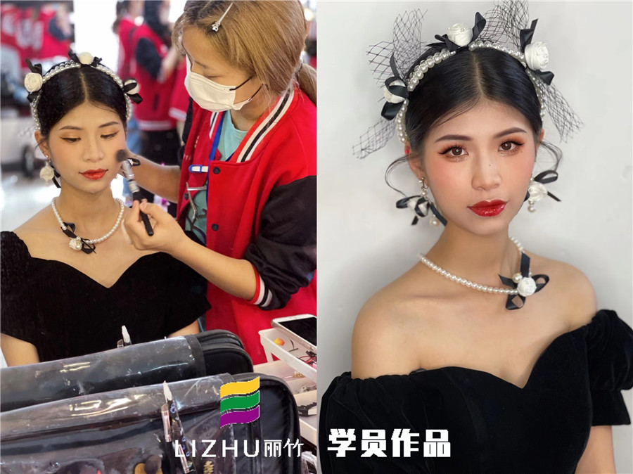 廣西美妝造型培訓學校作品：輕復古造型、韓式披發(fā)新娘造型