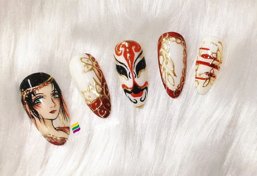 彩繪卡通美甲，廣西南寧美甲學(xué)校學(xué)員作品