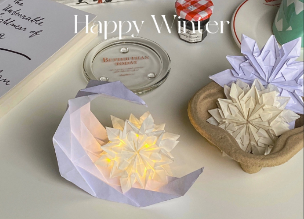 網(wǎng)紅花藝學習：雪花夜燈折紙教程