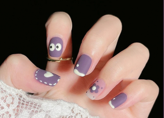 紫色美甲款式合集，?學(xué)美甲在麗竹分享