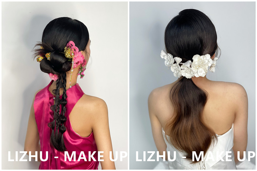 廣西彩妝發(fā)型造型學(xué)校-學(xué)員盤札發(fā)作品