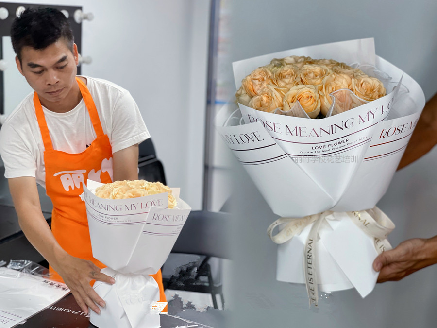 制作圓形玫瑰花束教程，零基礎(chǔ)學(xué)花藝培訓(xùn)