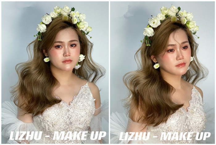 鮮花披發(fā)新娘造型，南寧新娘化妝進(jìn)修作品