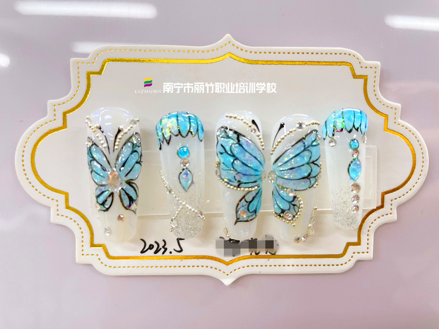 奢華蝴蝶美甲，廣西美甲造型培訓