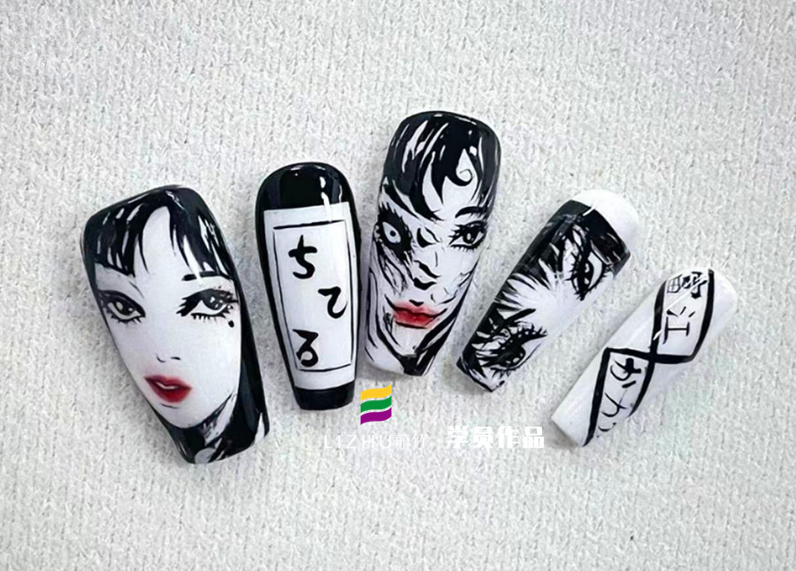 動(dòng)漫《富江》美甲，廣西美甲實(shí)訓(xùn)作品