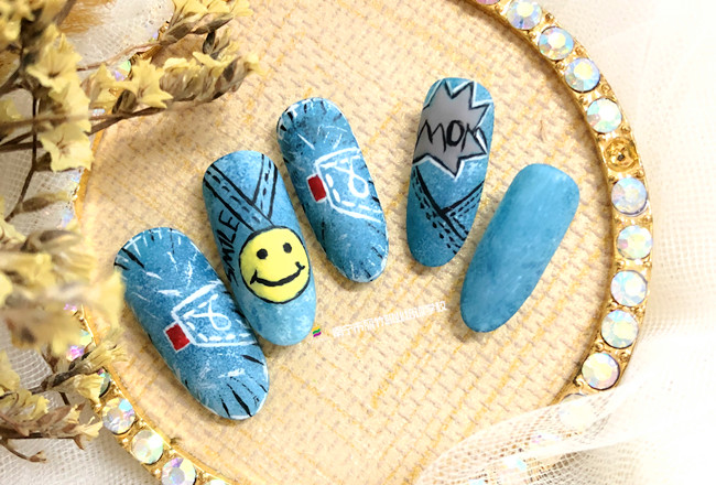 牛仔美甲&手繪美甲，南寧美甲技師學校作品