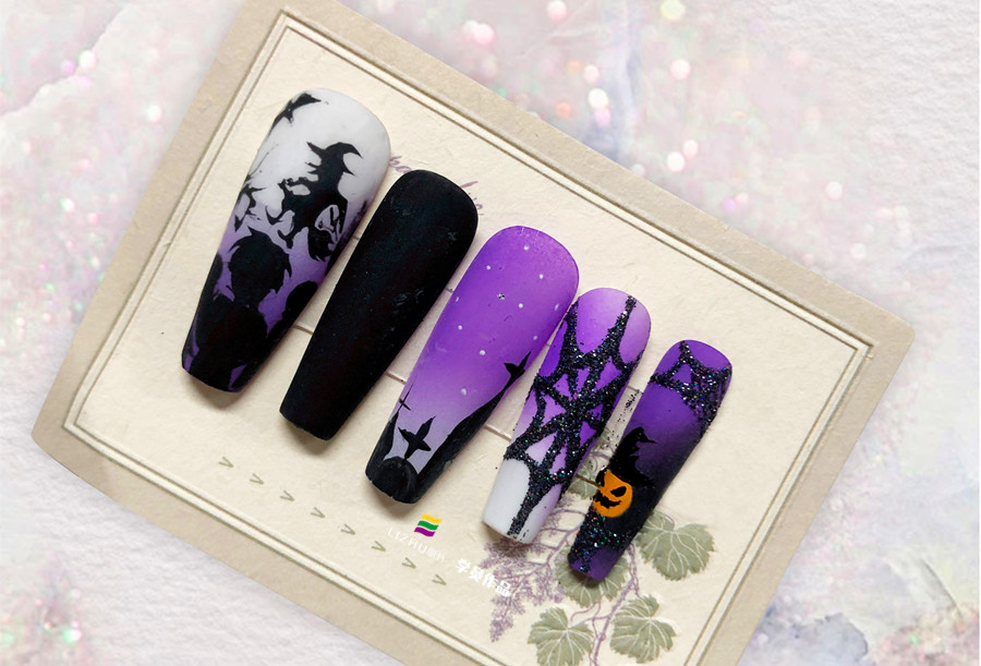 彩繪磨砂美甲&雛菊磨砂美甲，廣西學(xué)美甲款式