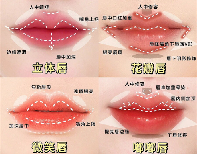 不同唇妝畫法教程，南寧化妝教學機構分享