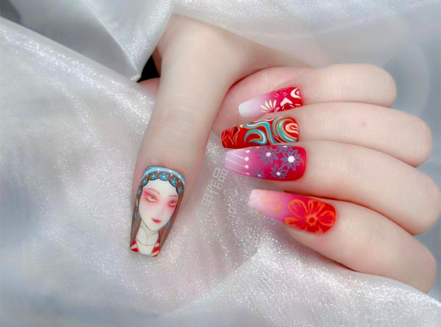 國(guó)風(fēng)花旦美甲，南寧美甲店推薦