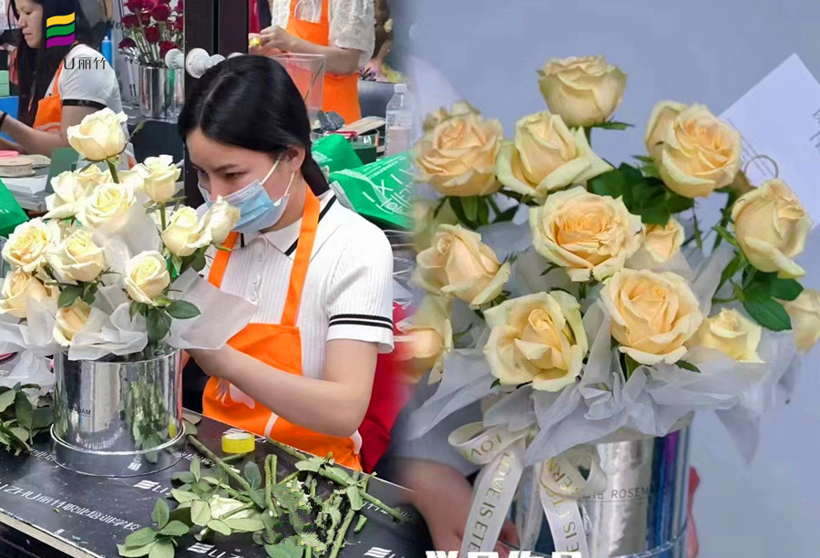 廣西花藝師學校：網(wǎng)紅花束抱抱桶