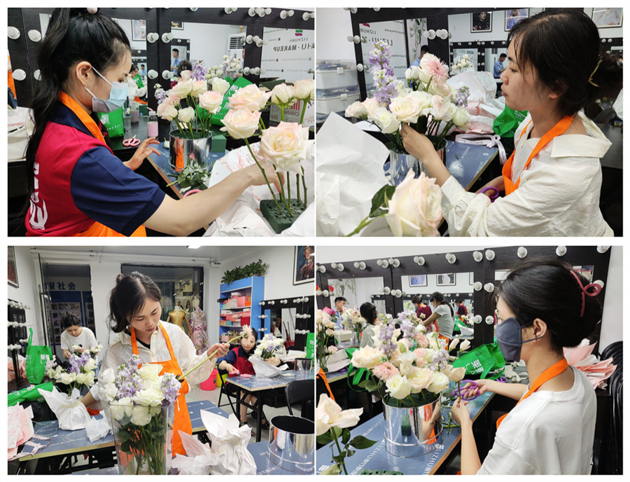 白玫瑰抱抱桶練習(xí)，廣西婚慶花藝設(shè)計(jì)培訓(xùn)課堂