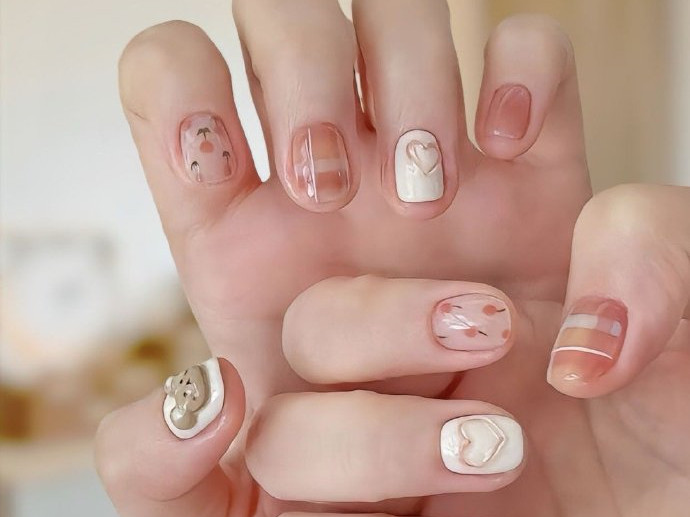 清新短甲圖片，廣西美甲店學徒推薦款