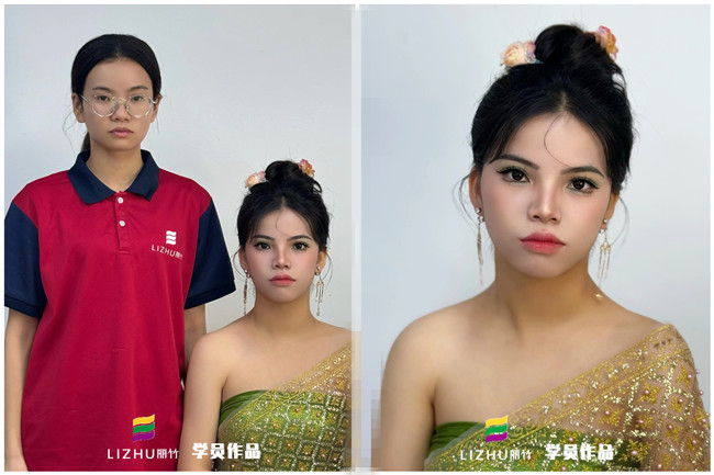 傣族少女寫真，學專業(yè)彩妝在南寧學員作品