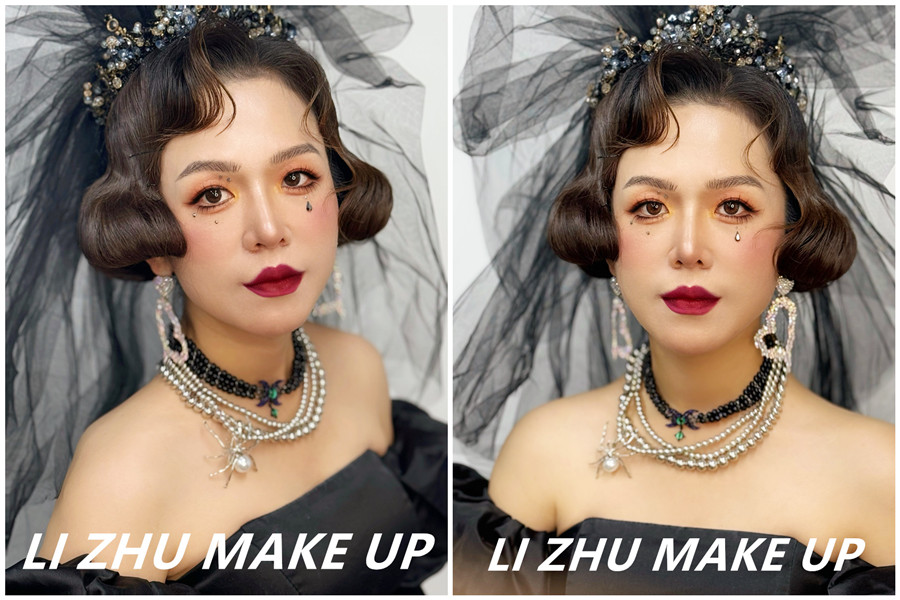 暗系朵拉造型，南寧培訓(xùn)化妝高彩作品