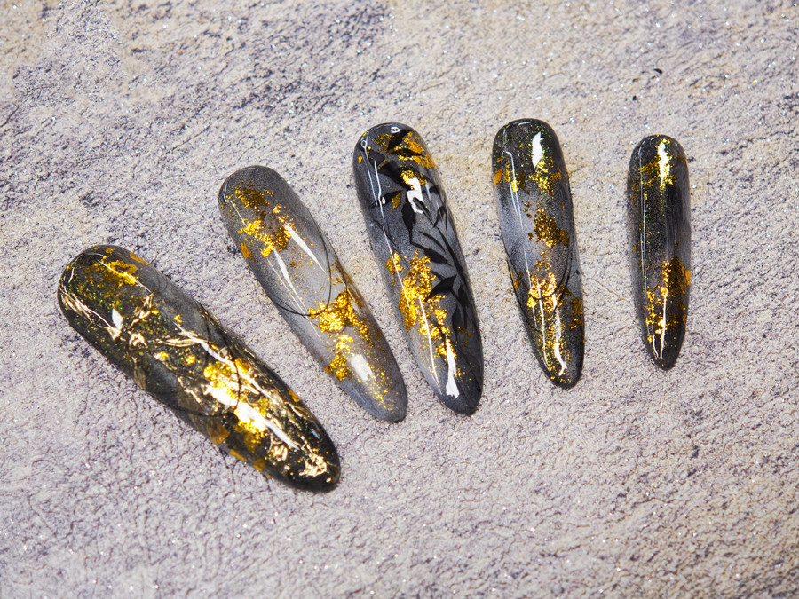 新中式竹林美甲，廣西美甲學(xué)校排名前十作品