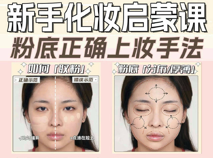 粉底液上妝的手法，南寧化妝新手教程