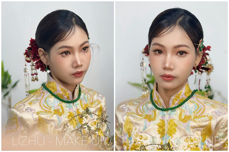龍鳳褂新娘造型解析，廣西新娘化妝跟妝