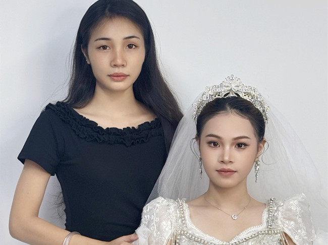 婚禮新娘造型，南寧化妝高彩班學(xué)員作品