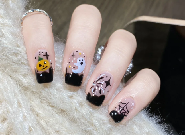萬(wàn)圣節(jié)煙花美甲，南寧美甲進(jìn)修分享教程