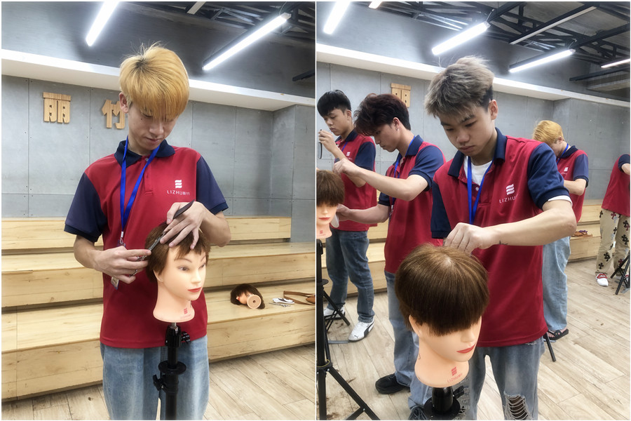 南寧美發(fā)課堂：男發(fā)班頭模練習花絮